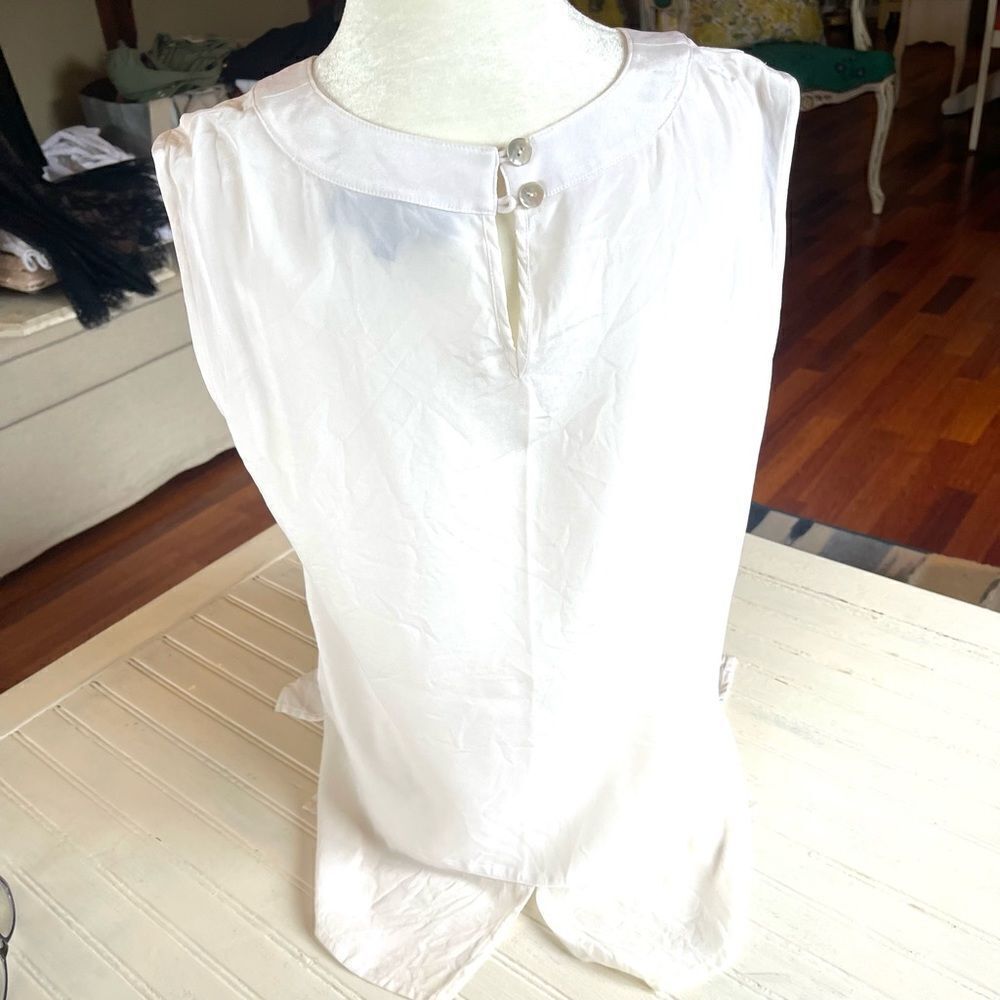 St John Silk Stretch Creamy White Blouse